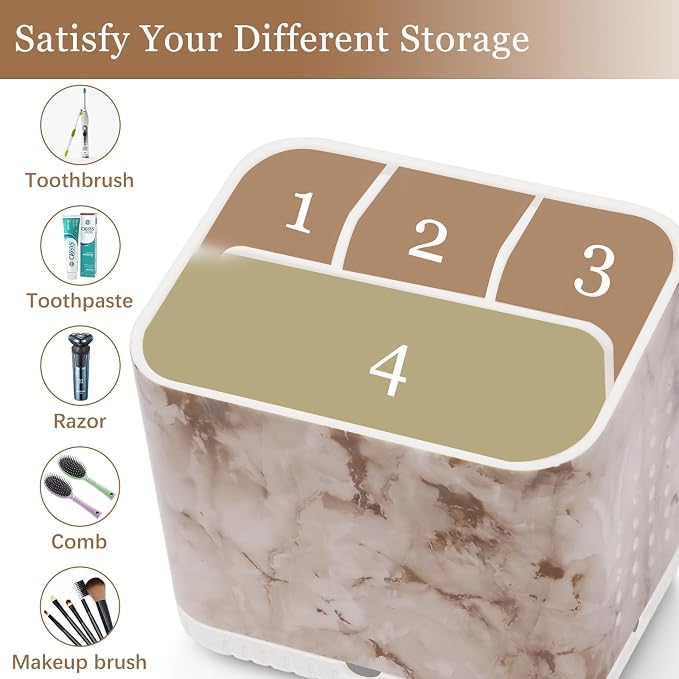 Toothbrush Holders, Toothbrush and Toothpaste Holder | EasyTo Clean, 4 Slots - Image 5
