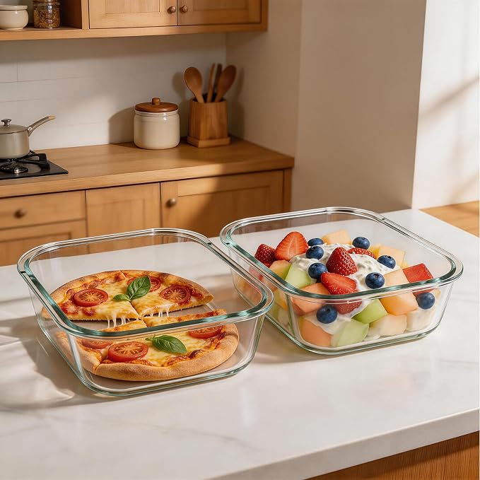 Liuruiyu 2 Pack 2260ml/76.4oz Glass Food Storage Containers - Image 2
