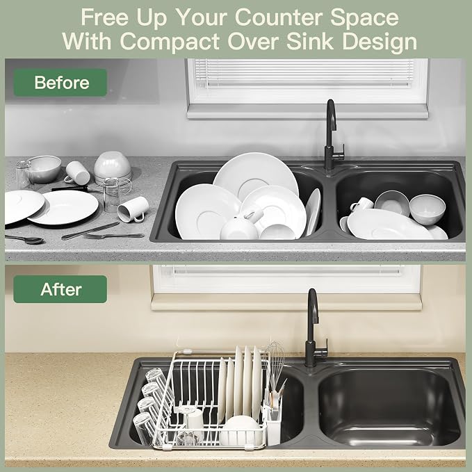 White Dish Drying Rack Over Sink - Image 2