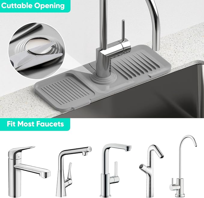 14.6'' Faucet Mat for Kitchen Sink Kitchen Sink Splash Guard Silicone Kitchen - Image 6