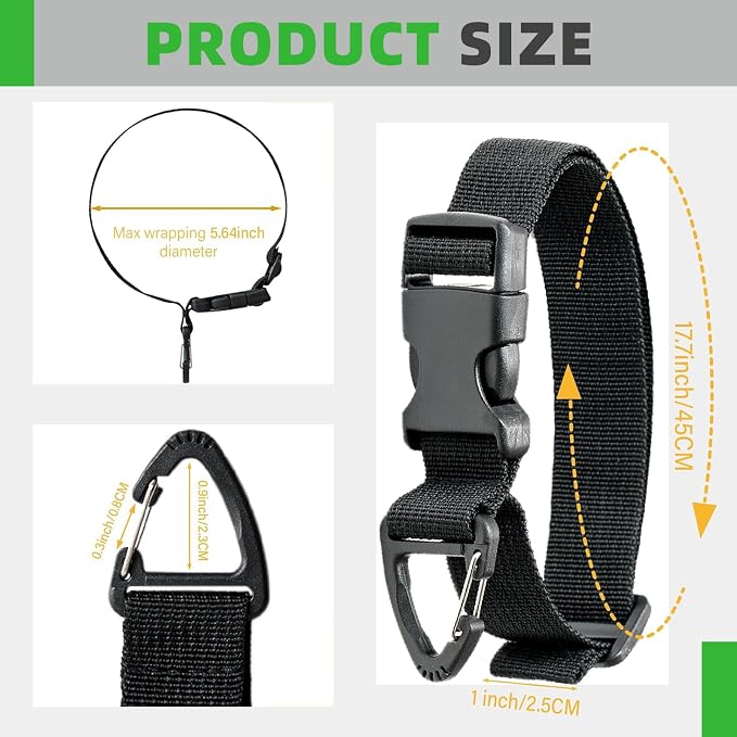 Heavy Duty Extension Cord Organizer 6 Pack Black 17" Adjustable Storage Straps - Image 2