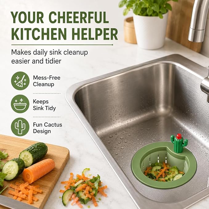 2PCS Cactus Kitchen Sink Drain Strainer, Cactus Sink Strainer Basket Fine Mesh - Image 4