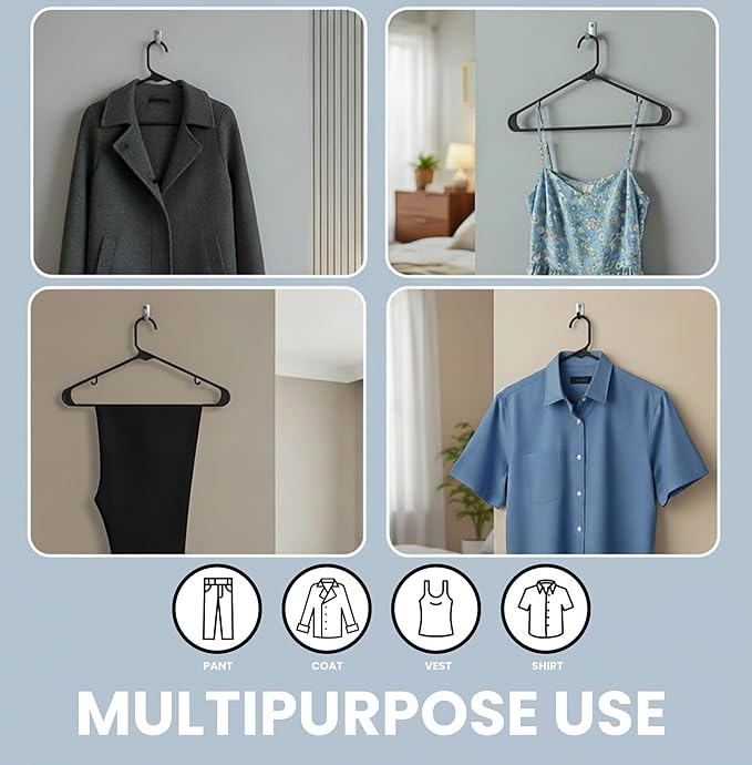Utopia Home Plastic Hangers 20 Pack – Built-in Strap Hooks Black | Space saving - Image 4