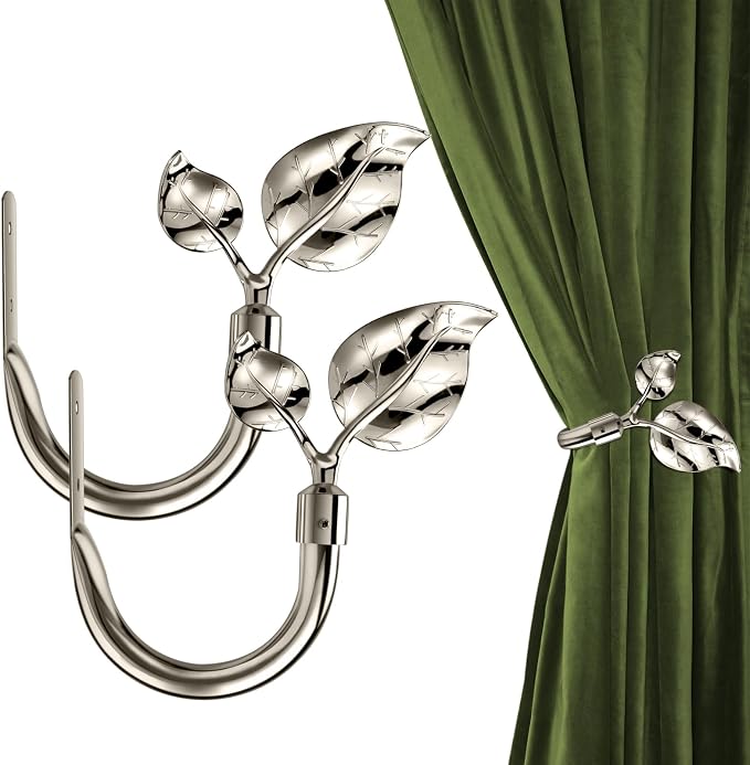 HIKMLK Leaf Shaped Curtain Tieback Holdbacks 2pcs, Handmade Metal Curtain Side by HIKMLK