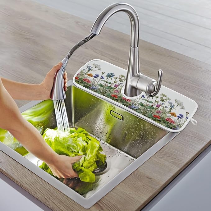 Wildflower Blomming 01 Blue Sink Mat - Image 9