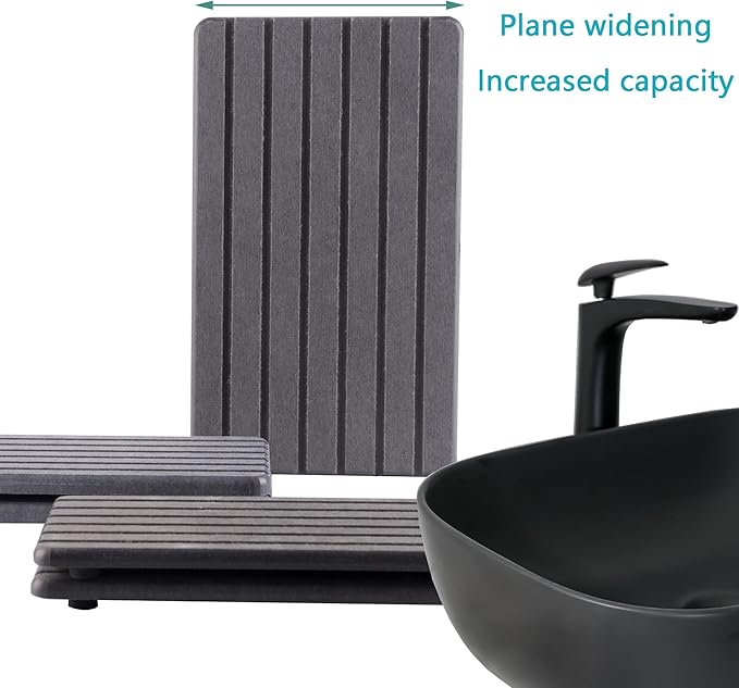 2 PCS Water Absorbent diatomite Coasters, 9.5" x 5.5" Water Absorbing Stone Tray for Sink, Stone Drying mat for Kitchen Counter, Stone soap Tray Used for Hand Soaps & toiletries & Plants