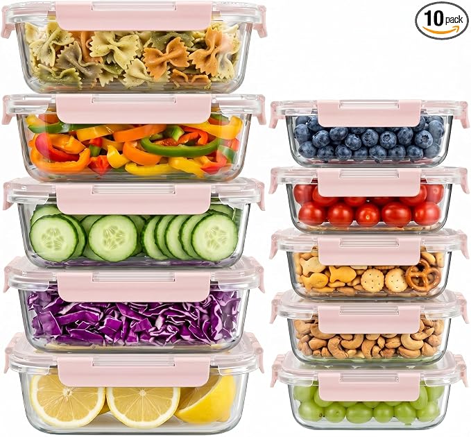 Dealusy 10 Sets 36 oz & 12 oz Glass Food Storage Containers by Dealusy