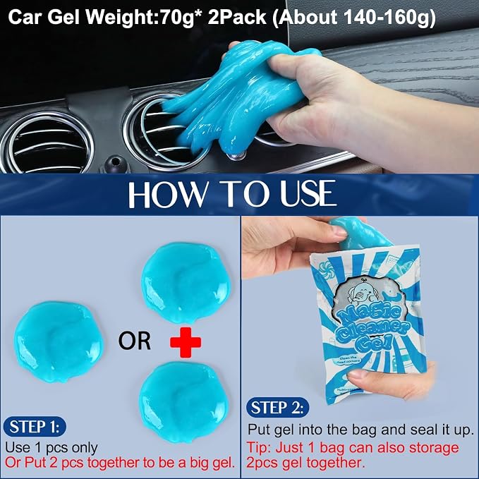 Fitosy Car Interior Duster Detail Brush Cleaning Gel Kit, Dust Remover | Slime - Image 6