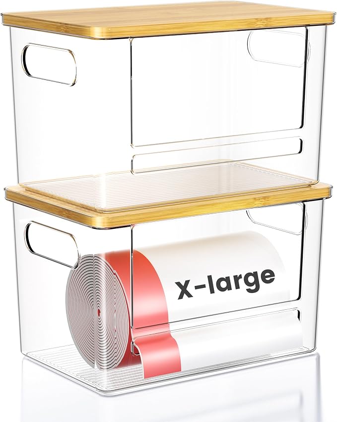 Trash Bag Dispenser 2-Pack, Stackable Trash Bag Holder by Foroyalife