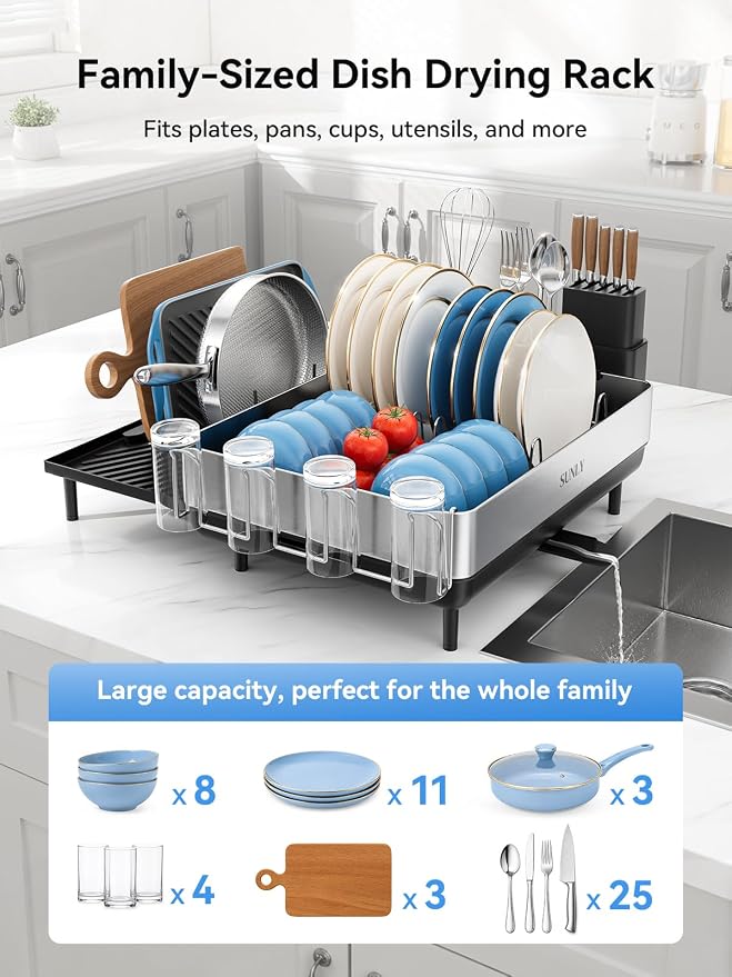 SUNLY Large Dish Drying Rack, Expandable Dish Rack - Image 3