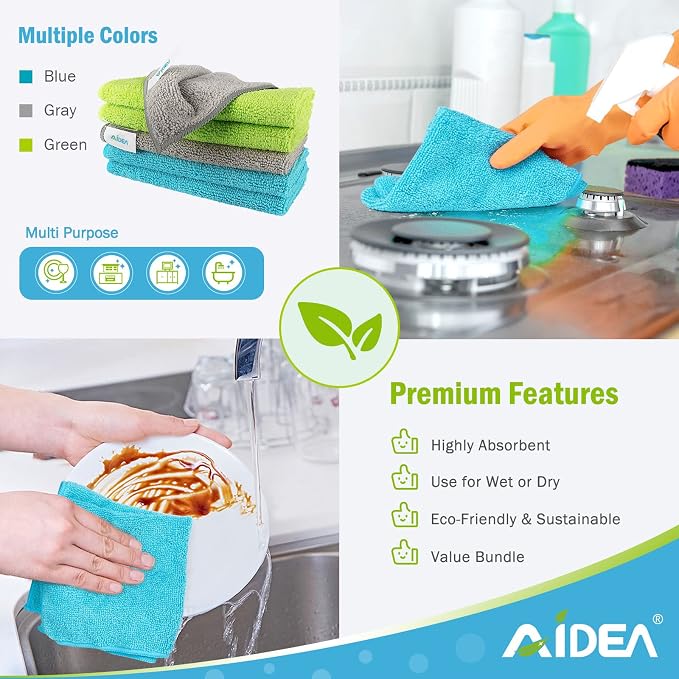 AIDEA Microfiber Cleaning Cloth 100PK, Microfiber Towels - Image 6