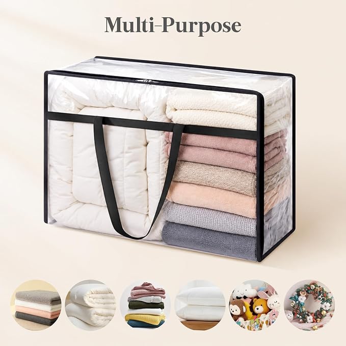 Lifewit 3 Pack Clear Blanket Storage Bags, 60L Plastic Comforter Storage Bag - Image 4