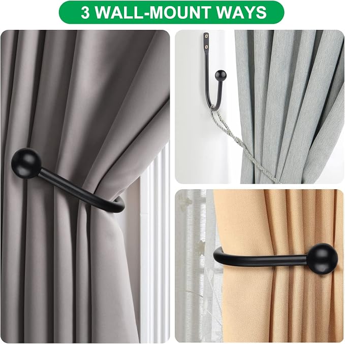 Curtain Holdbacks, Matte Black - Image 5