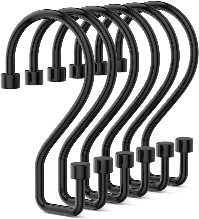 Goowin Shower Curtain Hooks, Rustproof Black Shower Curtain Rings, Kitchen by Goowin