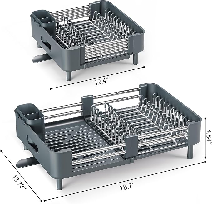 Urackify Extendable Stainless Dish Drying Rack - Image 2