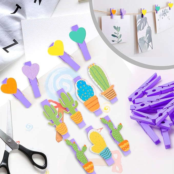 50PCS Colored Wooden Clothespins 2.9 Inch Color Clothes Pins - Image 5