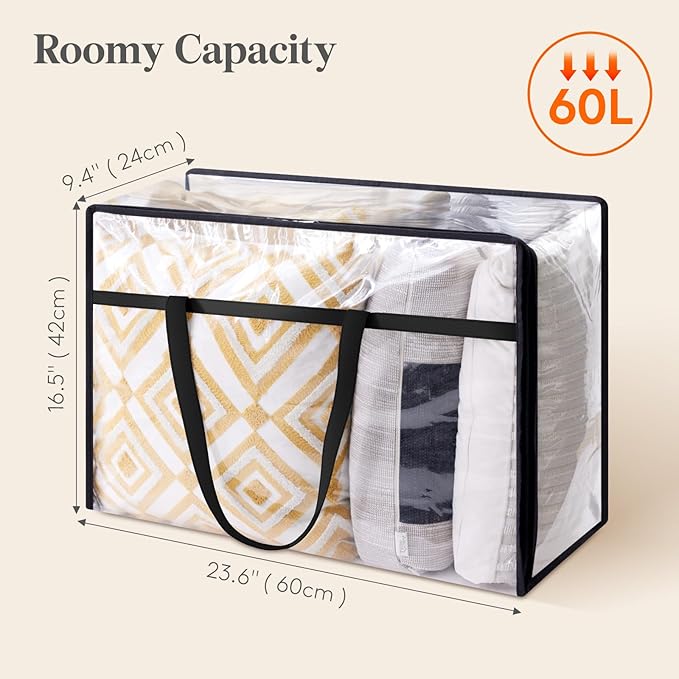 Lifewit 6 Pack Clear Clothes Storage Bags, 60L Plastic Blanket Storage Bag - Image 4