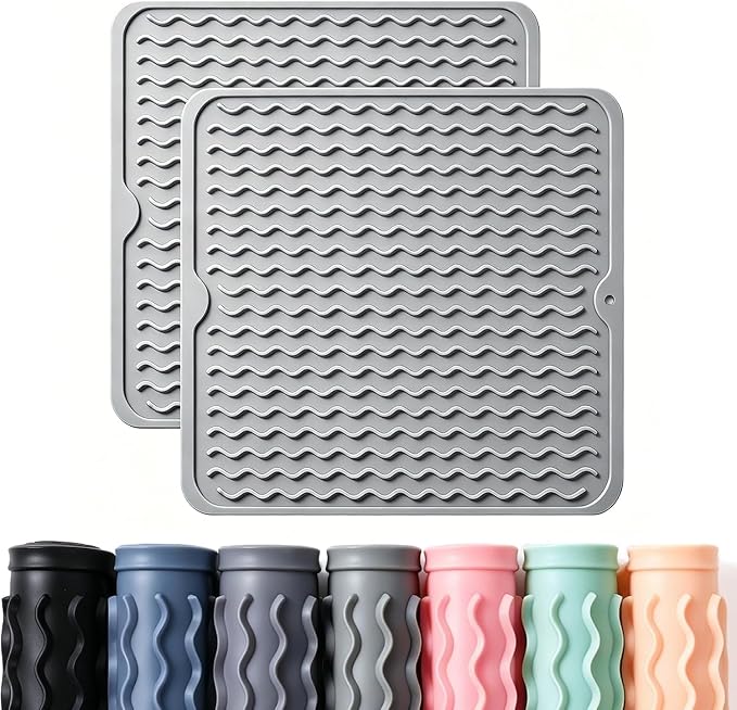 2 Pack Caketime Silicone Dish Drying Mat by CAKETIME