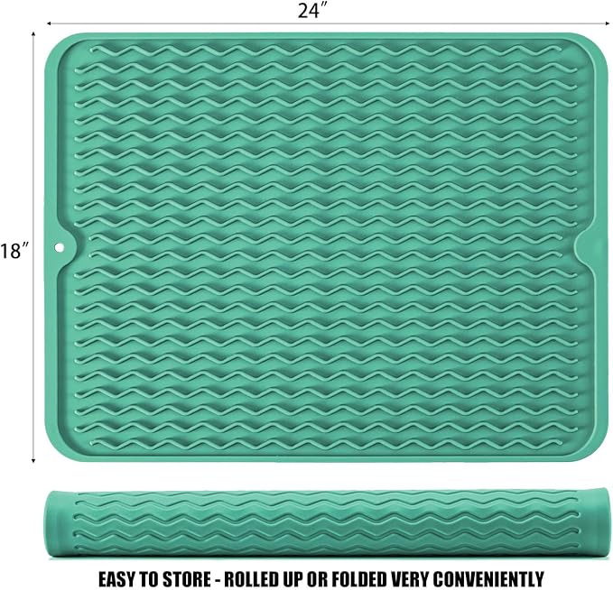 Silicone Dish Drying Mat, Non-Slip Easy Clean Sink Mat, Large Heat-resistant - Image 2