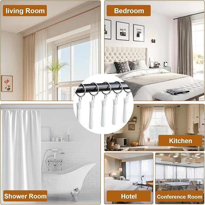 1.5 Inch Curtain Rings with Hooks, 24 Pack Silver Metal Drapery Rings with Pins - Image 7