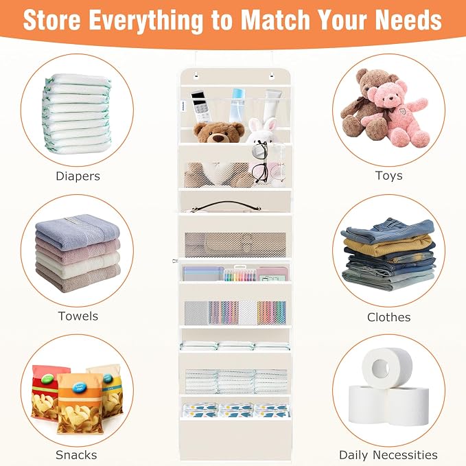 Over The Door Organizer Storage Large Capacity Hanging Bedroom Storage | 6 - Image 6