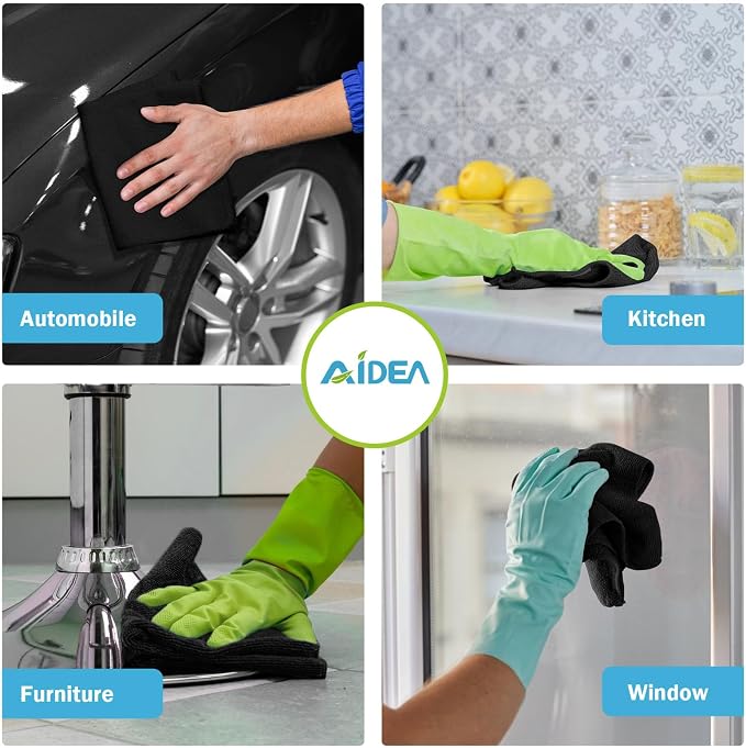 AIDEA Microfiber Cleaning Cloth Black 24PK, Microfiber Towels 11.5×11.5" - Image 4