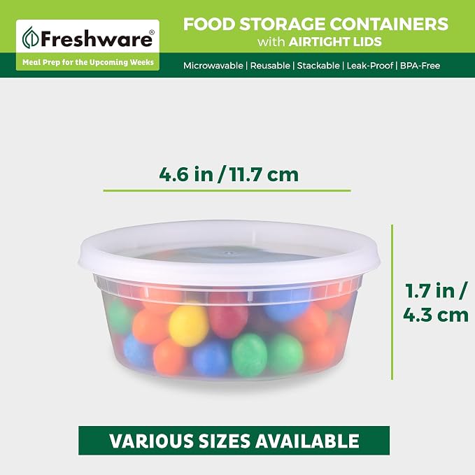 Freshware Food Storage Containers 8 oz Plastic Deli Containers - Image 3
