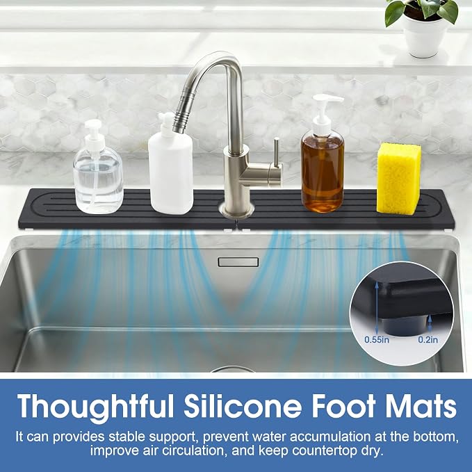 Faucet Mat for Kitchen Sink Protectors, Super Absorbent Faucet Splash Guard - Image 7