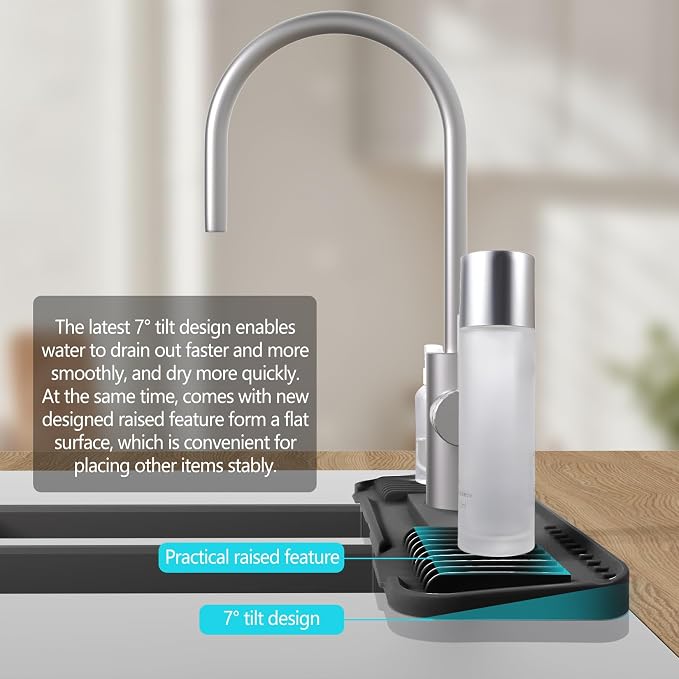 Kitchen Faucet Mat, DK-SIMINA Silicone Faucet Mat Silicone Faucet Drip Catcher - Image 2