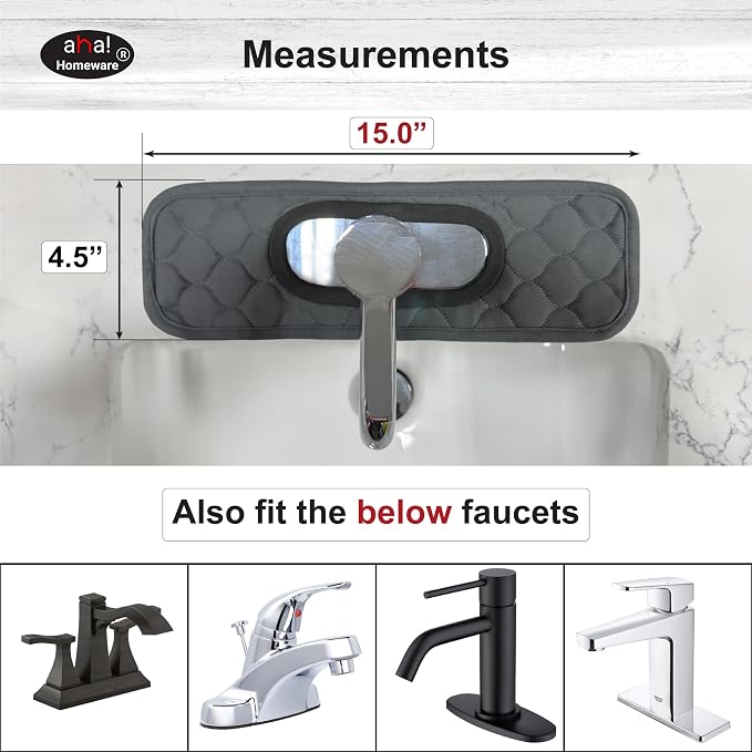 Bathroom Sink Splash Guard Oval-Hole Rectangle-Hole: AHA HOMEWARE, Faucet Mat - Image 2