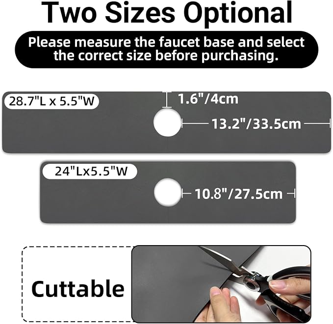 LOPNUR Cuttable Faucet Mat for Kitchen Sink, Long 24x5.5 Inch, Dark Grey | - Image 10