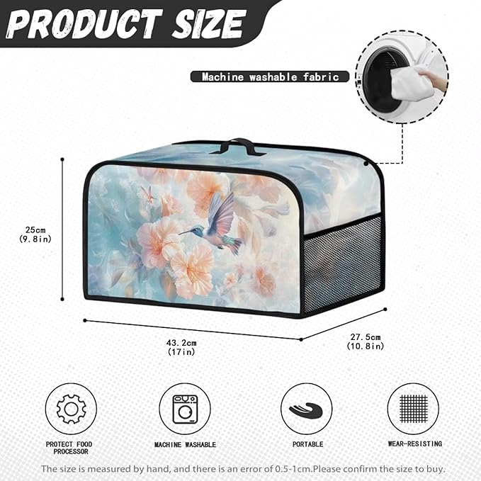 Fashion Mushroom Slow Cooker Cover Pink Flower Slow Cooker Cover Holder Fits for Most 6-8 Quart Oval Slow Cooker Accessories with Handle and Pocket