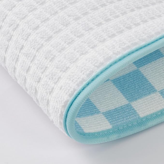FRESHMINT Dish Drying Mats 2 Pack, Checkerboard Floral | Quick Dry, Ultra - Image 7