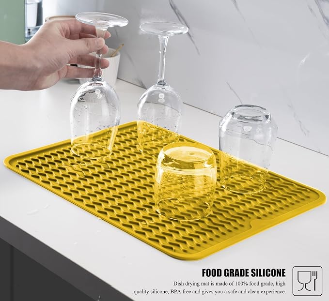 Silicone Dish Drying Mat, Non-Slip Easy Clean Sink Mat, Large Heat-resistant - Image 5