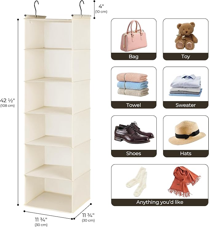 GRANNY SAYS 6-Shelf Hanging Closet Organizer, Foldable Storage, Keeps Clothes - Image 3