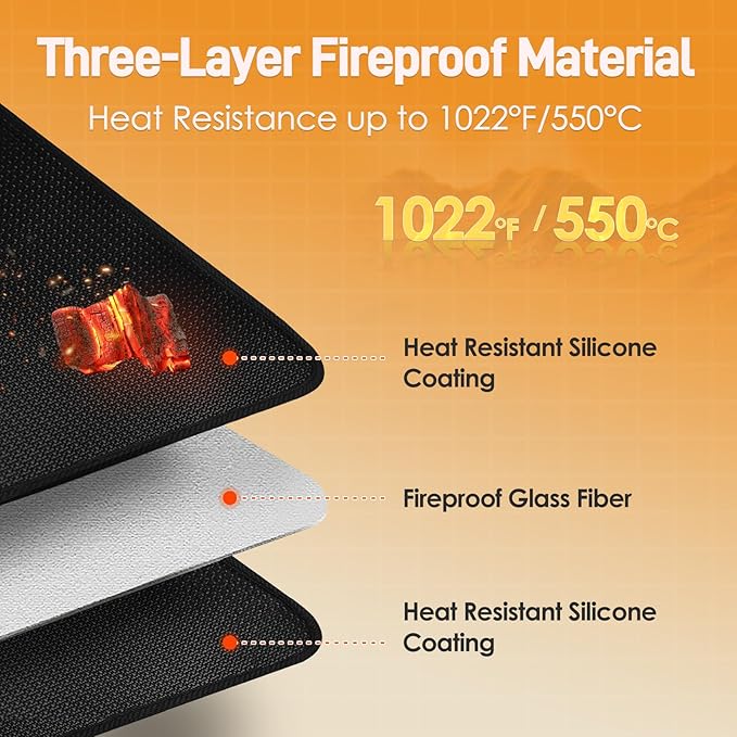 Heat Resistant Mat for Air Fryer, 21 x 29.5in Heat Resistant Mat for Countertop, Fireproof Silicone Countertop Protector Appliance Slider for Air Fryer, Coffee Maker, Toaster, Oven (Black)