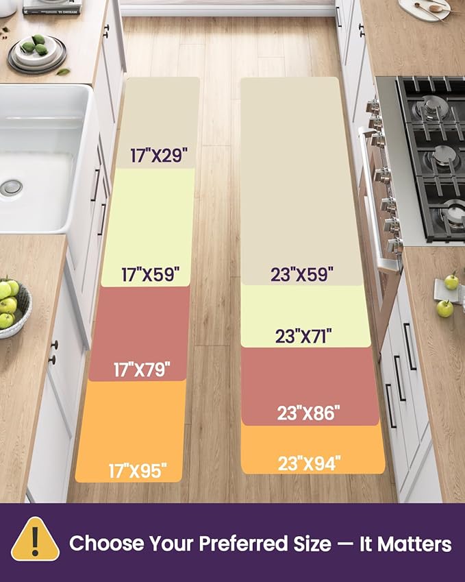 DEXI Kitchen Floor Mats Cushioned Anti Fatigue, 23x59, Large Wide Standing Runner Rug Waterproof, Comfort Memory Foam Padded for Front Sink Laundry, Beige