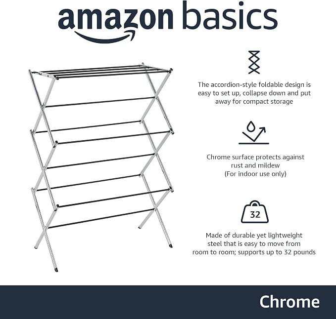 Amazon Basics Foldable Portable Metal Clothes Drying Rack - Image 3