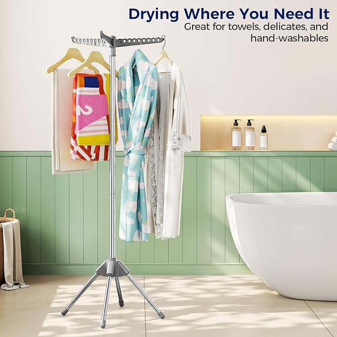 KINGBOARD Clothes Drying Rack, 3 Rotatable Arms | 360° Rotatable Arms, 27 - Image 7