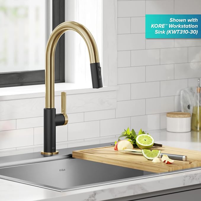KRAUS Oletto High-Arc Single Handle Pull-Down Kitchen Sink Faucets in Brushed - Image 3