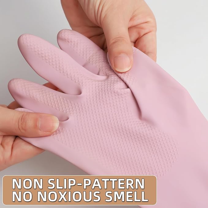 Dishwashing Rubber Gloves Reusable Kitchen Gloves 2Pairs Cleaning Gloves - Image 2