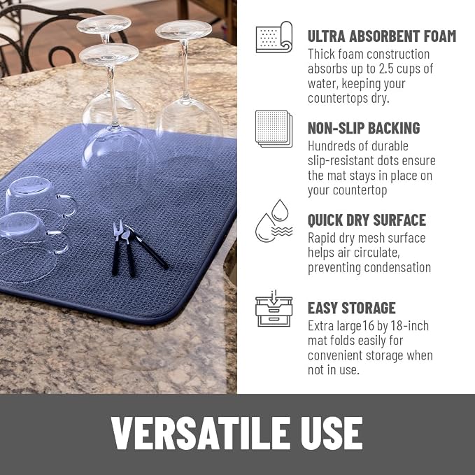 Bellemain Dish Drying Mat, Drying Matt Kitchen Counter - Image 4