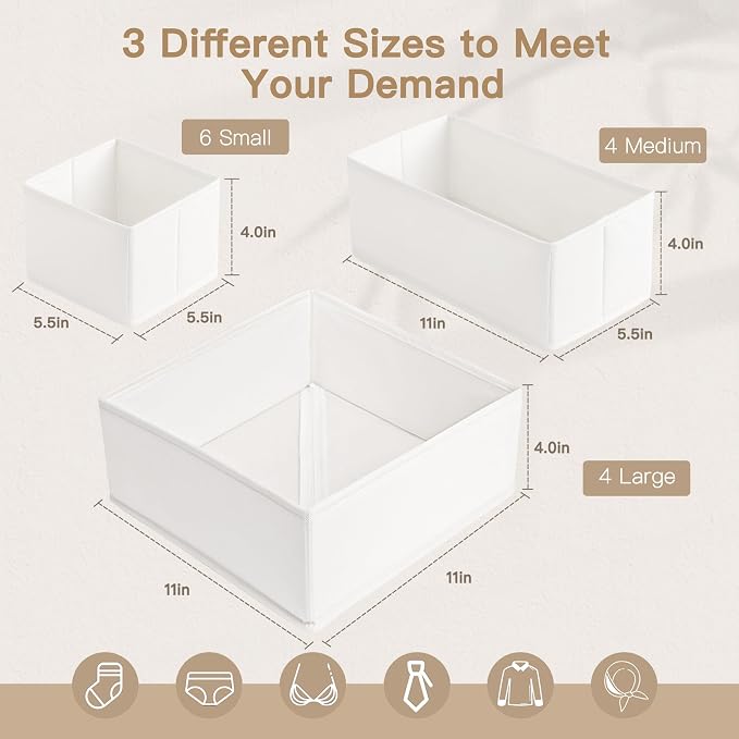 Drawer Organizer Clothes, 14 Pack Dresser Organizer - Image 3