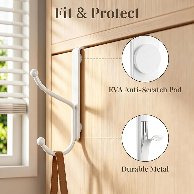 niffgaff Over Door Hook 2-Pack, Heavy Duty Door Hanger, Fits Interior Doors 1.4 - Image 4