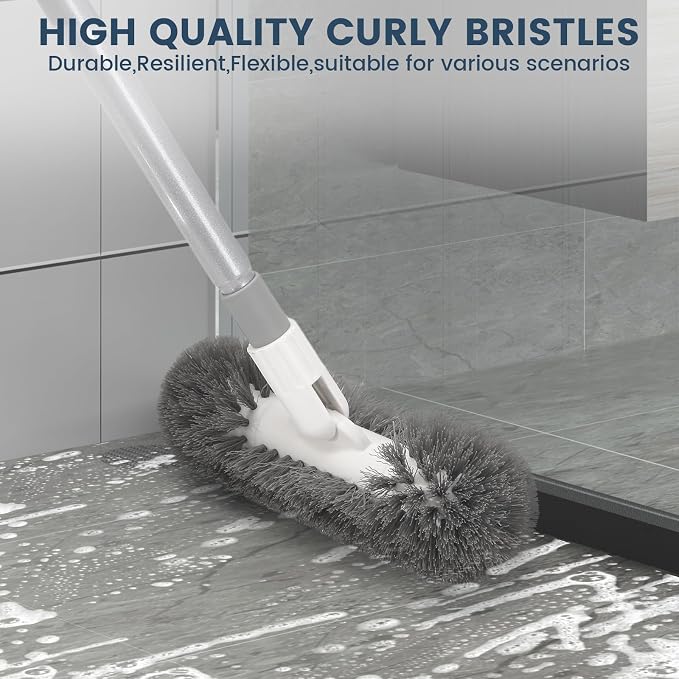 Hoklnuse Deck Brush with 51" Long Handle 360° Cylindrical Scrub Cleaner Tool - Image 4