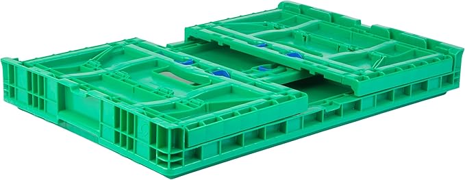 Hudson Exchange 23.62 x 15.75 x 11.81" (15.2 Gallon, 3 Pack) Collapsible Straight Wall Handled Storage Container Tote, Green