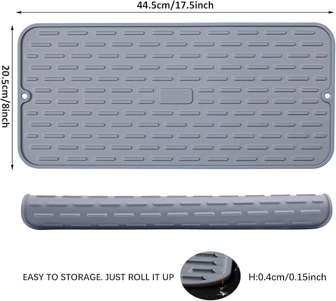 To encounter Silicone Dish Drying Mat -Small 17.5" x 8" - Set of 2 Flexible Stemware Drying Mat, Heat Resistant Silicone Trivet, Countertop Mat, Dish Draining Mat, Sink Mat