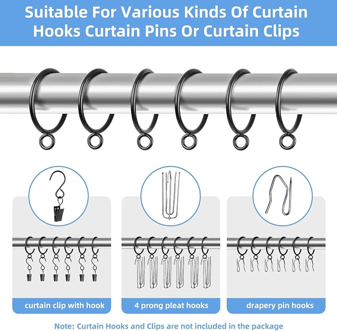 Curtain Rings with Eyelets, 48 Pack Metal Drapery Rings - Image 4