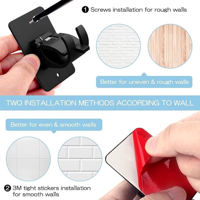 4 Pieces Self Adhesive Curtain Rod Bracket, Universal Plastic Curtain Rod - Image 4