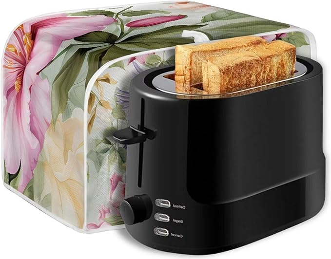 Hummingbird Flower Print Toaster 4 Slice Cover Appliance Dust-proof Cover Fingerprint Protection for Kitchen Small Appliance